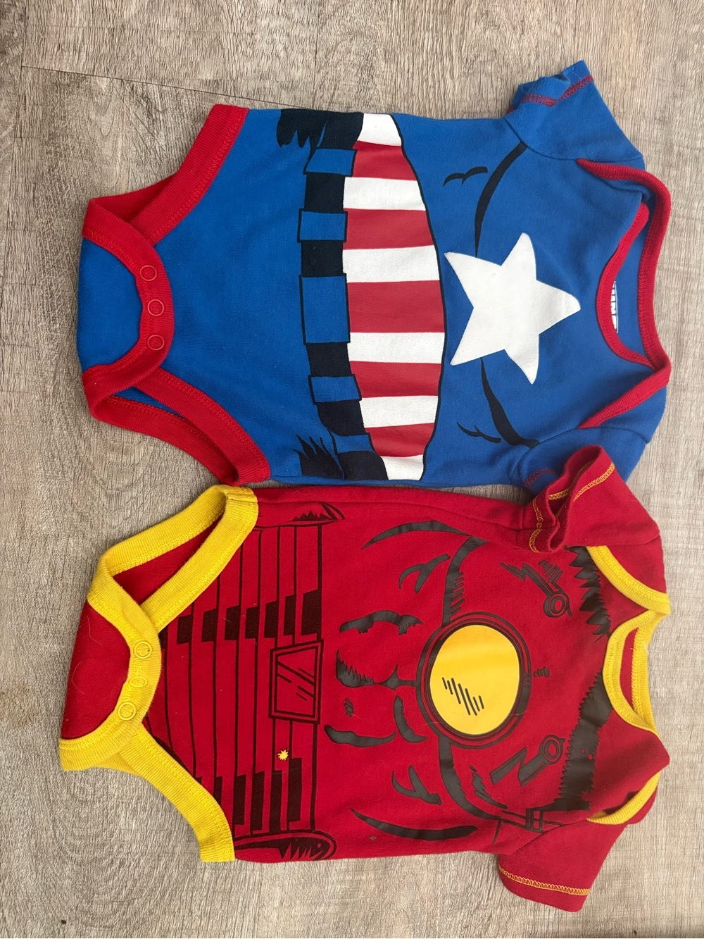 Marvel Blue & Red Captain and Racer Baby One-Piece Bodysuits